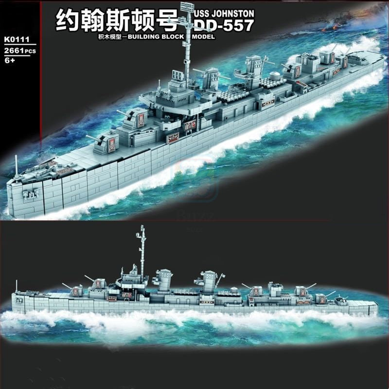 Bismarrk,P USS Johnston Fletcher-Class Destroyer Model Brick Playset