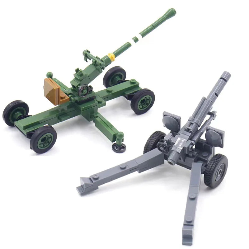 Military Series Battle Gun & Cannon Building Blocks – WW2 Army Artillery Collection