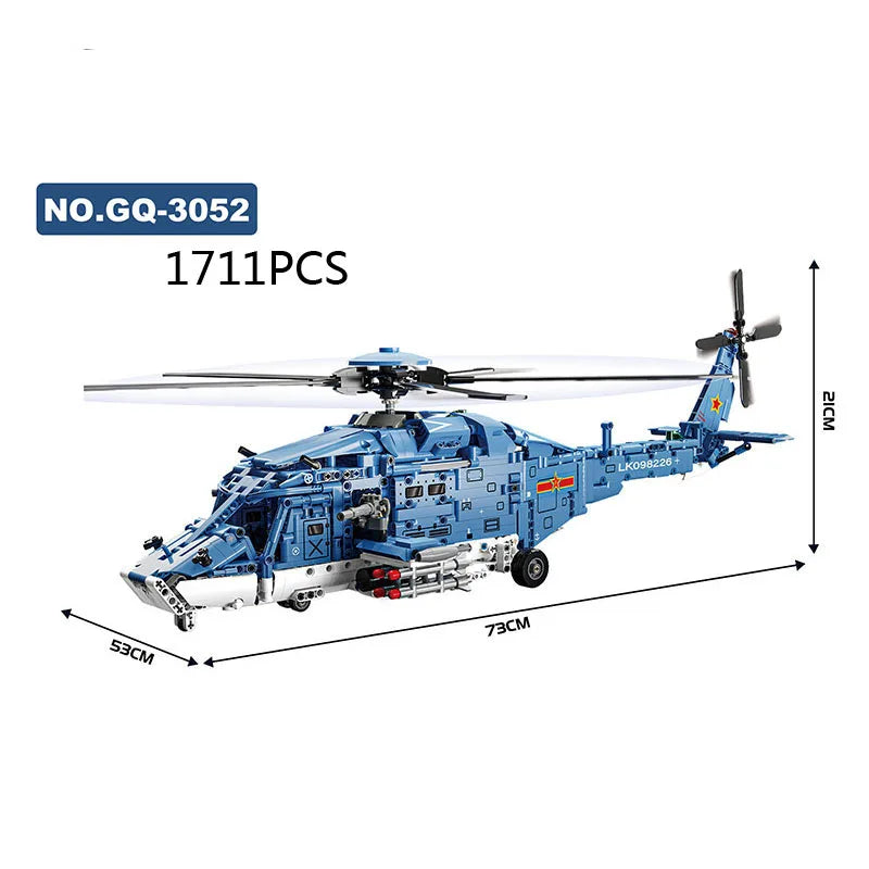 Modern Military Gunship Helicopter Building Block Set – Air Forces Collection