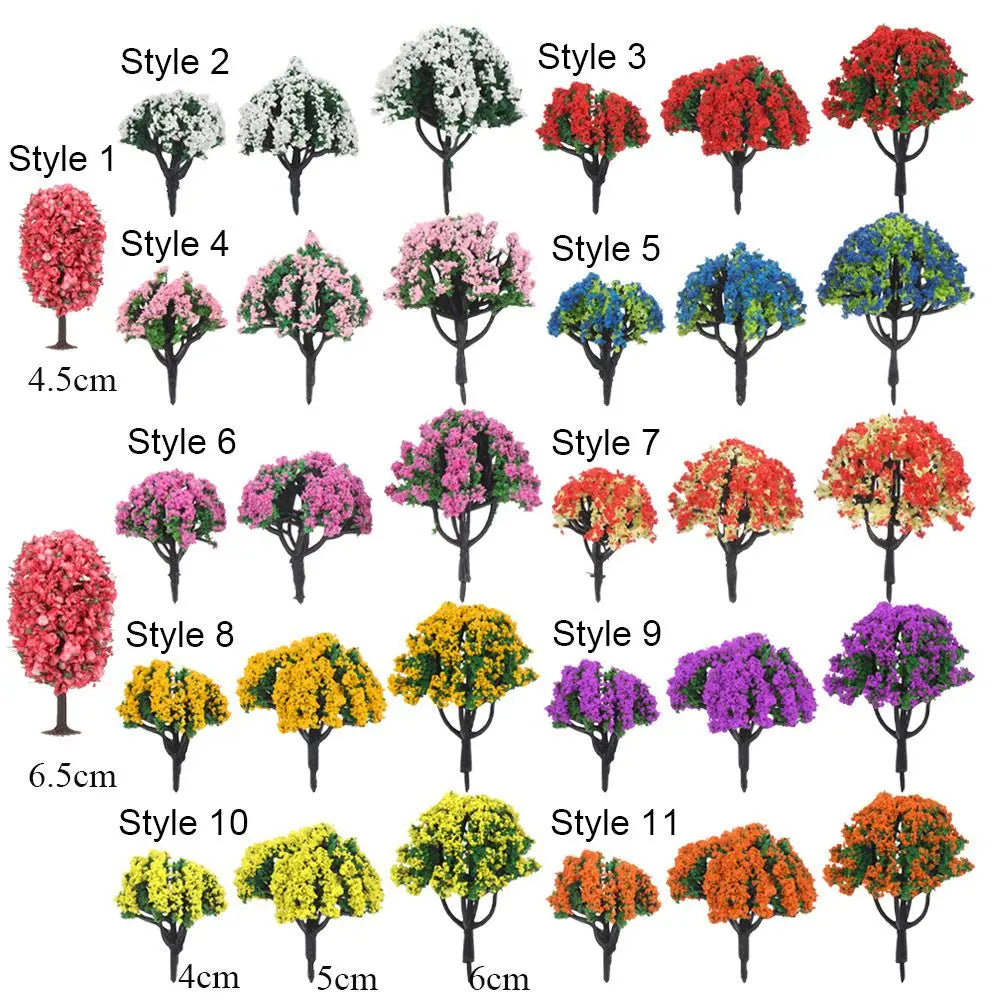 5pc Miniature Model Trees in Multiple Colors - Plastic, for Train Layouts, Architecture, Landscaping