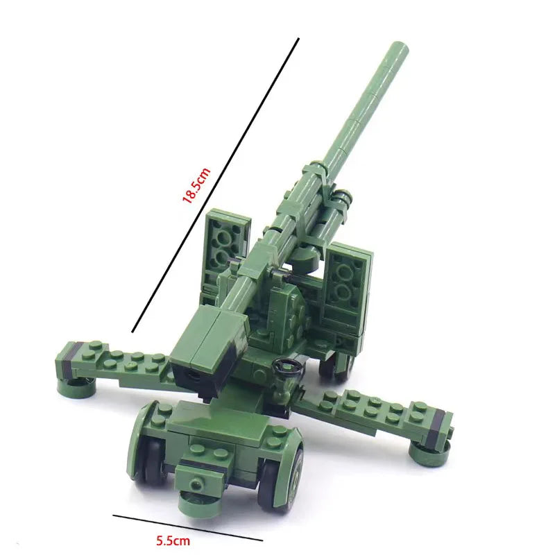 Military Series Battle Gun & Cannon Building Blocks – WW2 Army Artillery Collection