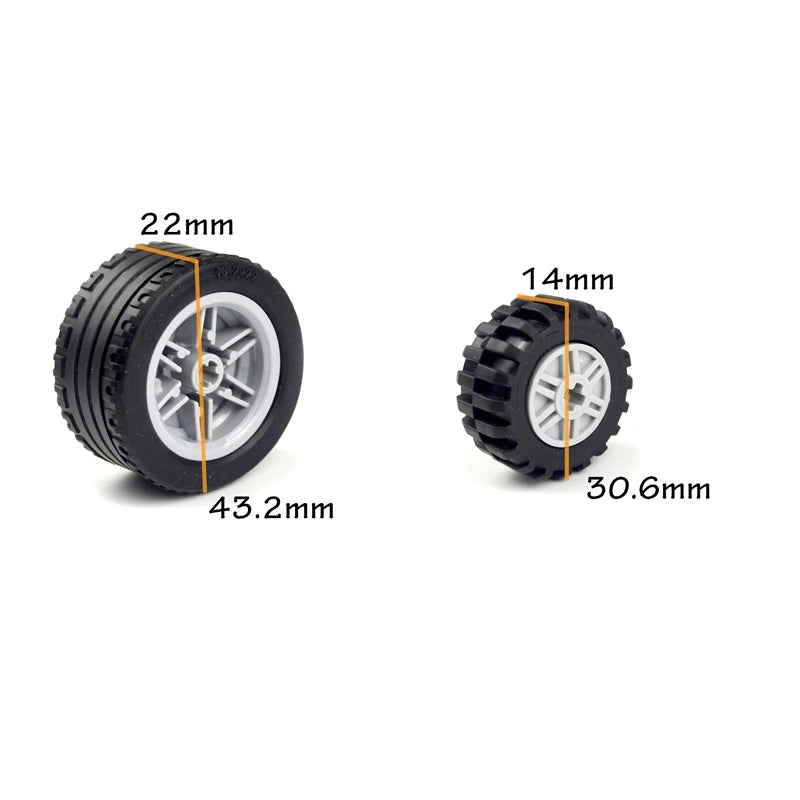 High-Tech Wheels & Gears for Block RC and Brick Motor Car Model Kits