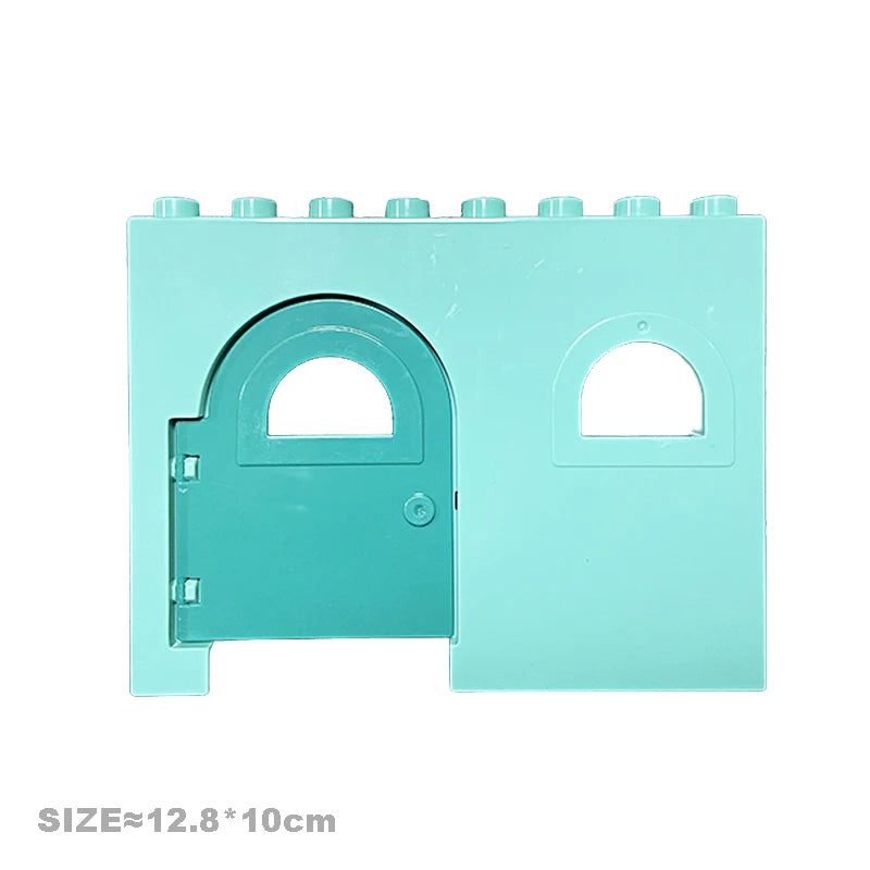 Big Particles Building Blocks House Parts Accessory Window Wall Roof Construction Assemble Duplo Brick Educational Toys For Kids