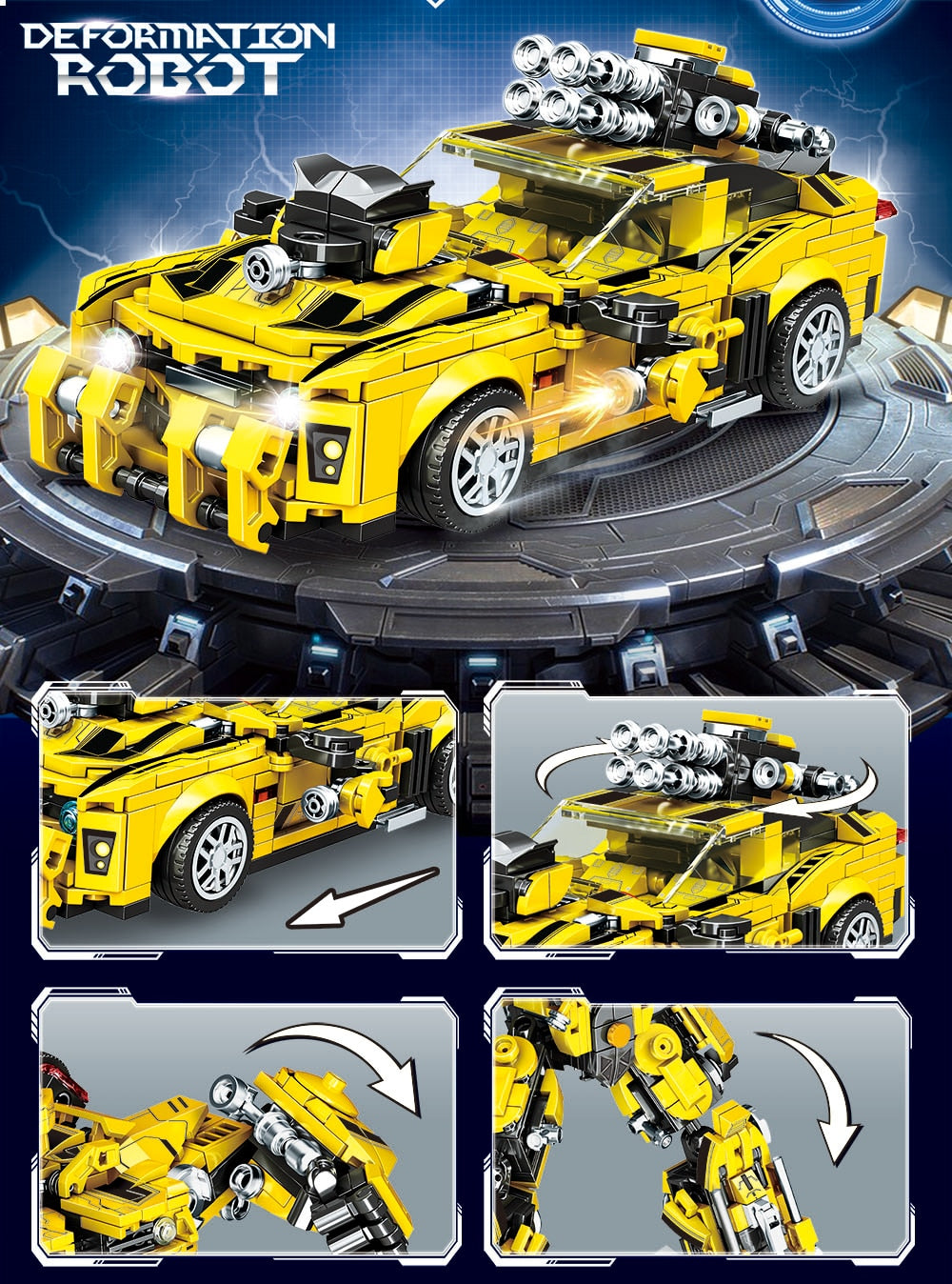 2 In 1 Transformer Brick Playsets Blocks Sets Bricks Toy Transform Cars Birthday Toys Kids Children Gifts for Boys Technical