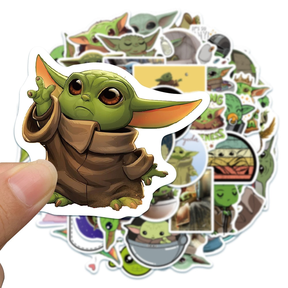 10/50PCS Star Wars The Mandalorian Baby Yoda Stickers, 10/50pc