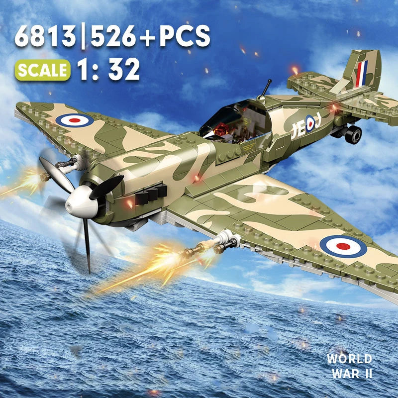 WWII UK MK9 Spitfire Brick Model Aircraft Set - Relive History in Bricks