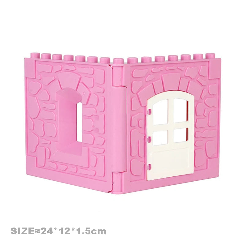 Big Particles Building Blocks House Parts Accessory Window Wall Roof Construction Assemble Duplo Brick Educational Toys For Kids