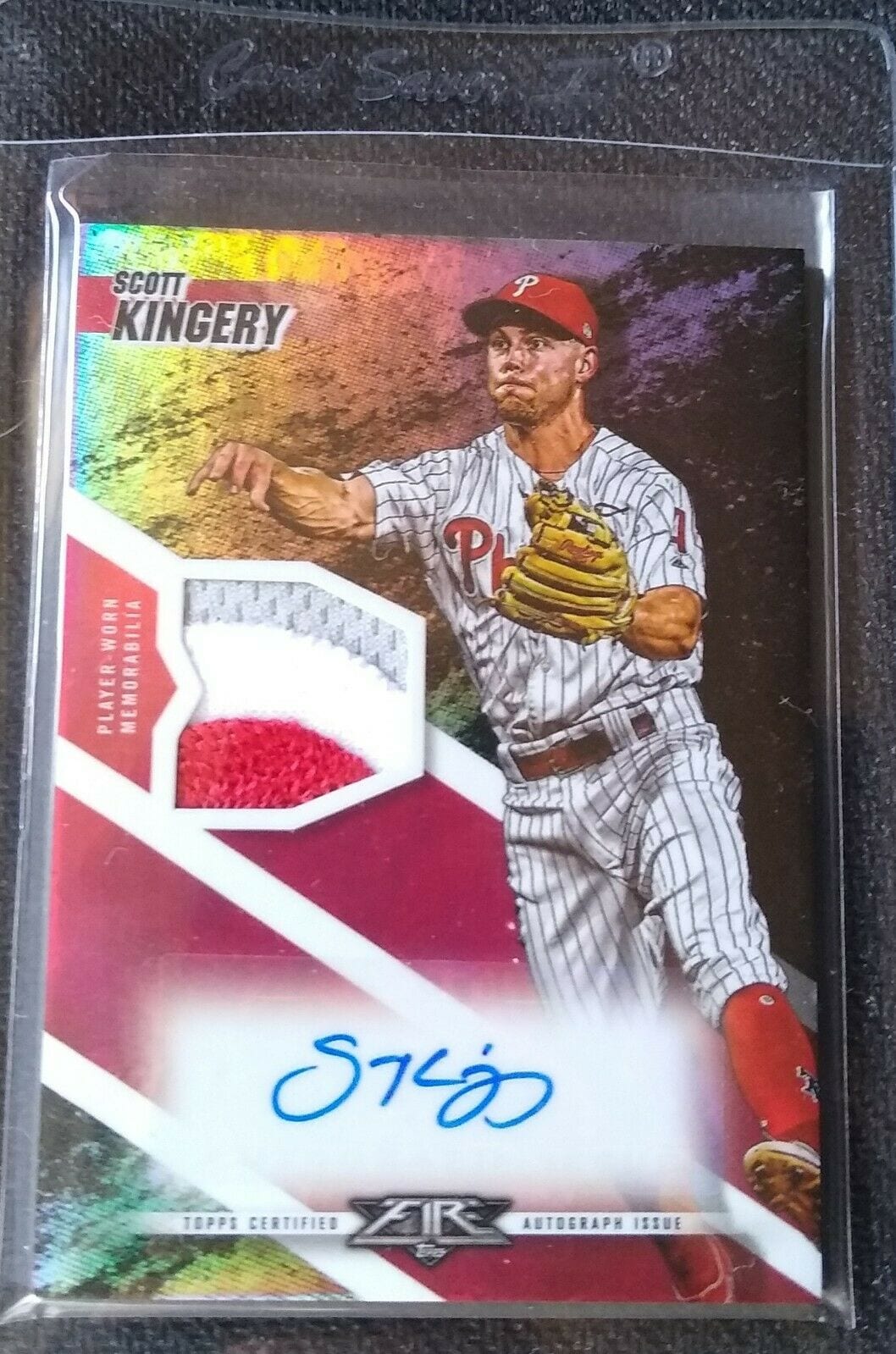 2019 Topps Fire Scott Kingery Autographed Triple Relic Patch #'d/25 Very Sharp! simple Xclusive Collectibles