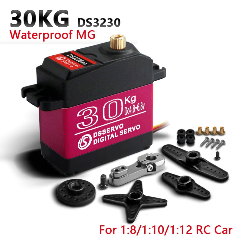 Dsservo High Precision Waterproof Servo with Metal Gears and Adjustable Arm for Ultimate RC Racing, 20Kg 25Kg 30Kg 35Kg Baja Servo For 1/8 1/10 Scale RC Cars