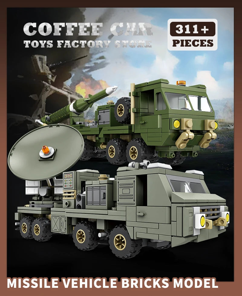 NEW Military Truck Building Blocks DIY Army Missile Vehicle MOC Bricks 3D Model Kit Puzzle Children Toys Adult Kid Birthday Gift