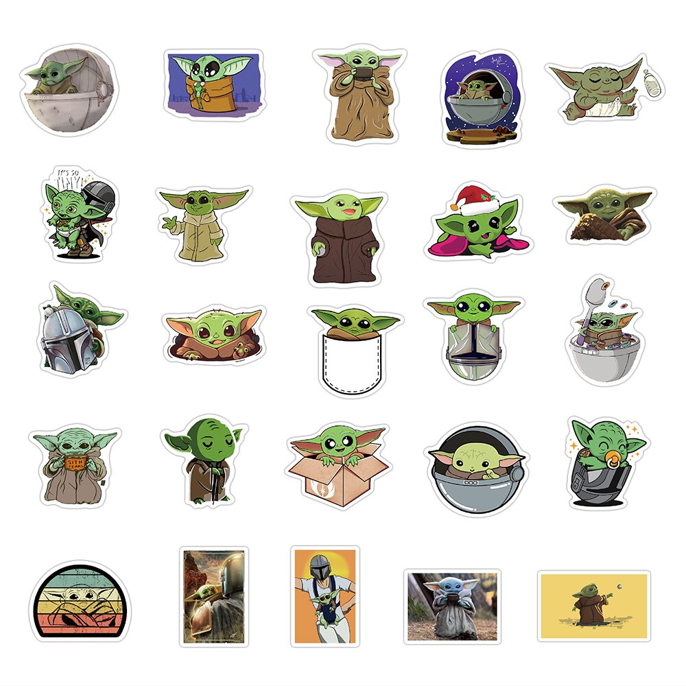 10/50PCS Star Wars The Mandalorian Baby Yoda Stickers, 10/50pc