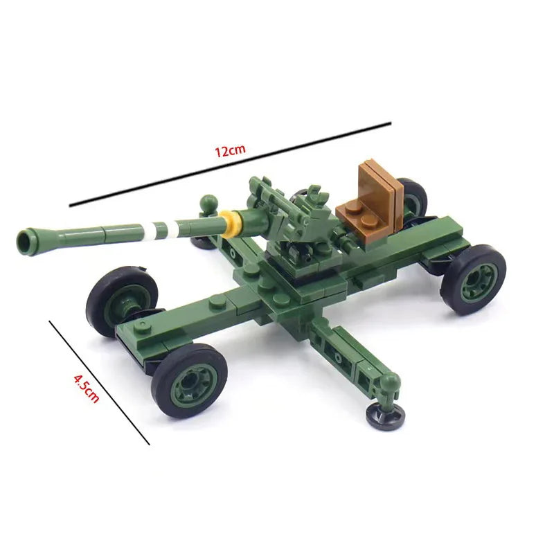 Military Series Battle Gun & Cannon Building Blocks – WW2 Army Artillery Collection
