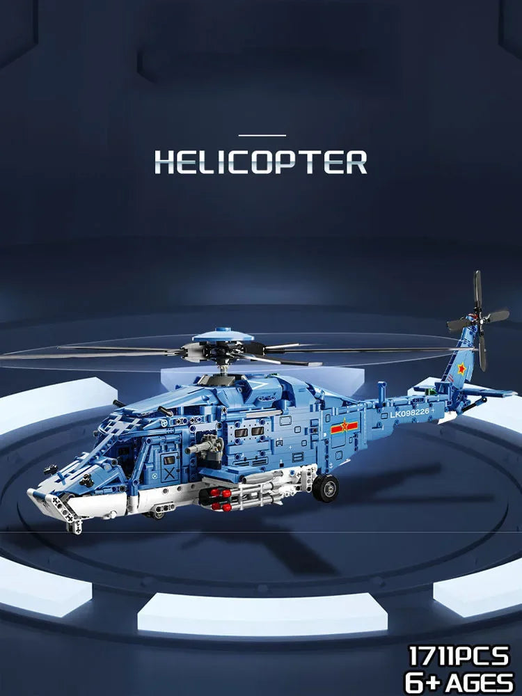 Modern Military Gunship Helicopter Building Block Set – Air Forces Collection