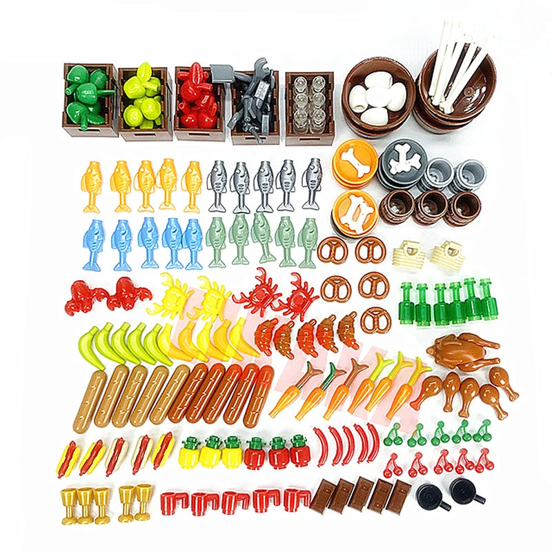 Food Product Brick Display Pieces - Enhance Your Market Building Fun