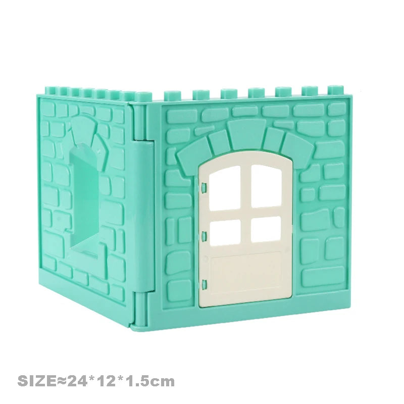 Big Particles Building Blocks House Parts Accessory Window Wall Roof Construction Assemble Duplo Brick Educational Toys For Kids