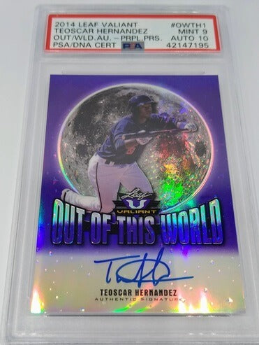2014 Leaf Teoscar Hernandez Out of this World PSA Dual Graded 9/10 #'d/25 Autographed Prospect Baseball Card simple Xclusive Collectibles