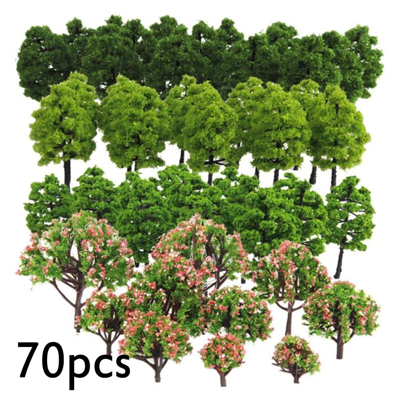 20/70pcs Plastic Model Train, Decoration & Diorama Miniature Trees, Scenery & Railroad Decorations - Xclusive Collectibles