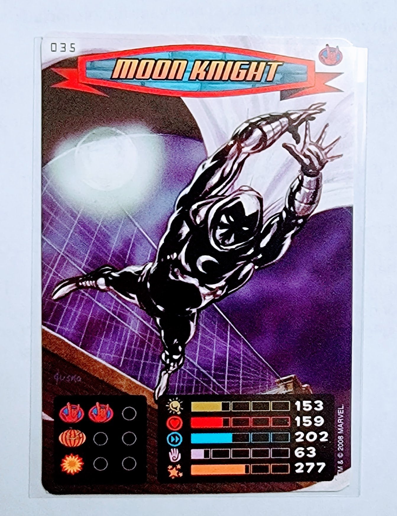 2008 Spiderman Heroes and Villains Moon Knight #35 Marvel Booster Trading Card UPTI simple Xclusive Collectibles