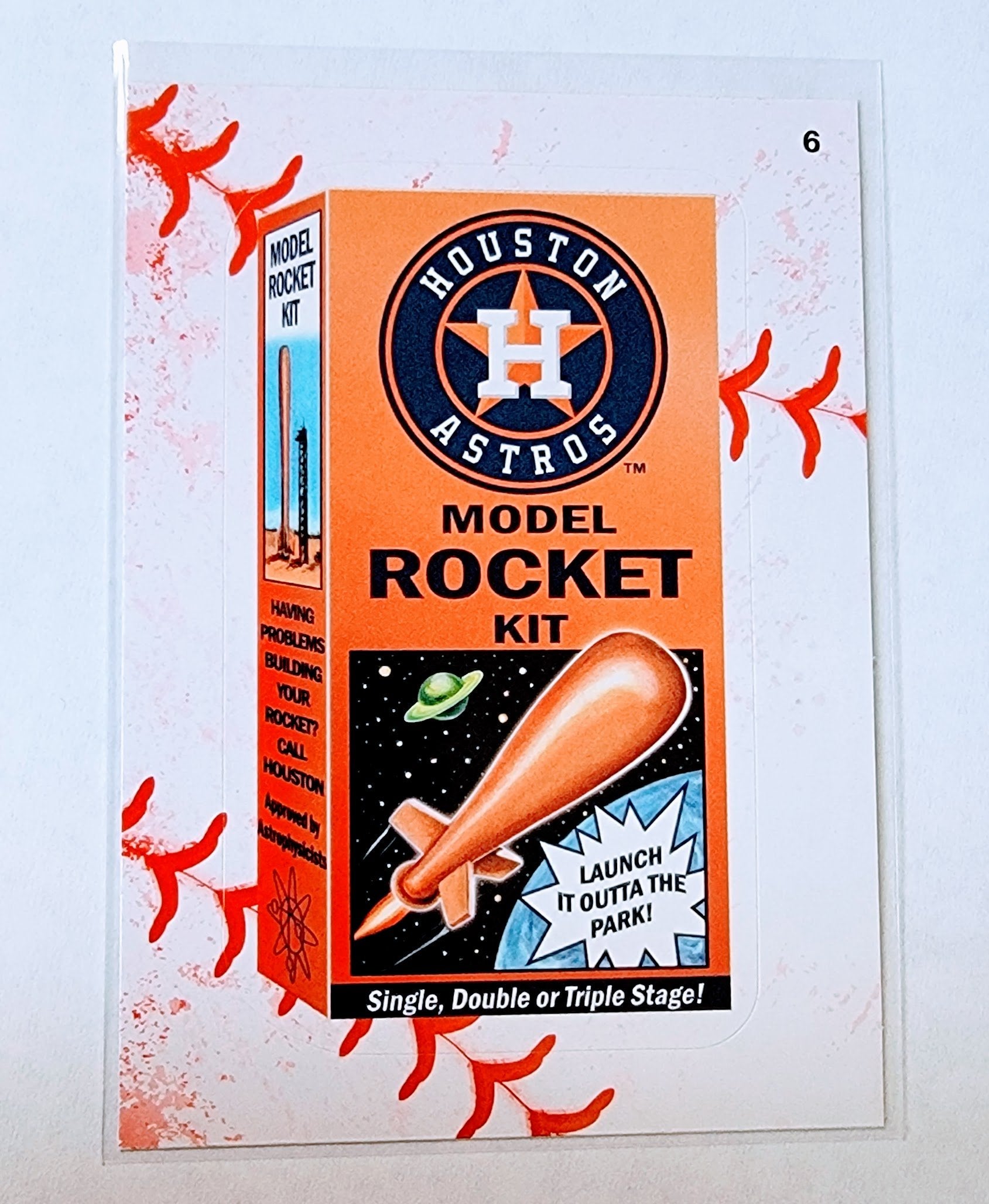 2016 Topps MLB Baseball Wacky Packages Houston Astros Model Rocket Kit Lace Parallel Sticker Trading Card MCSC1 simple Xclusive Collectibles