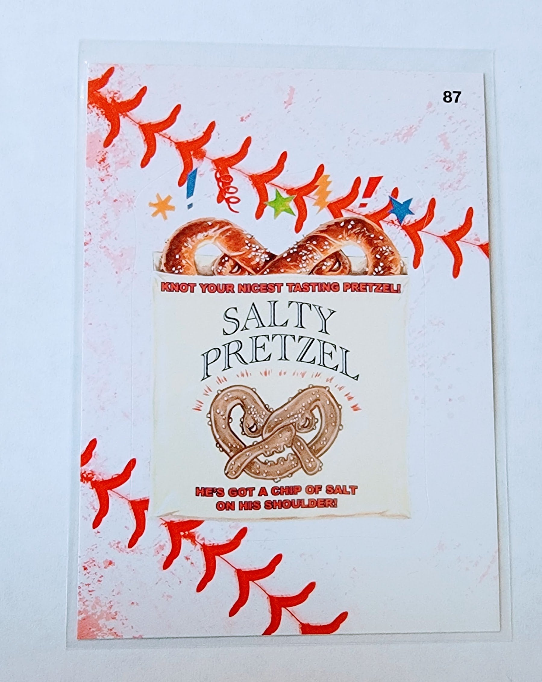 2016 Topps MLB Baseball Wacky Packages Salty Pretzel Lace Parallel Sticker Trading Card MCSC1 simple Xclusive Collectibles