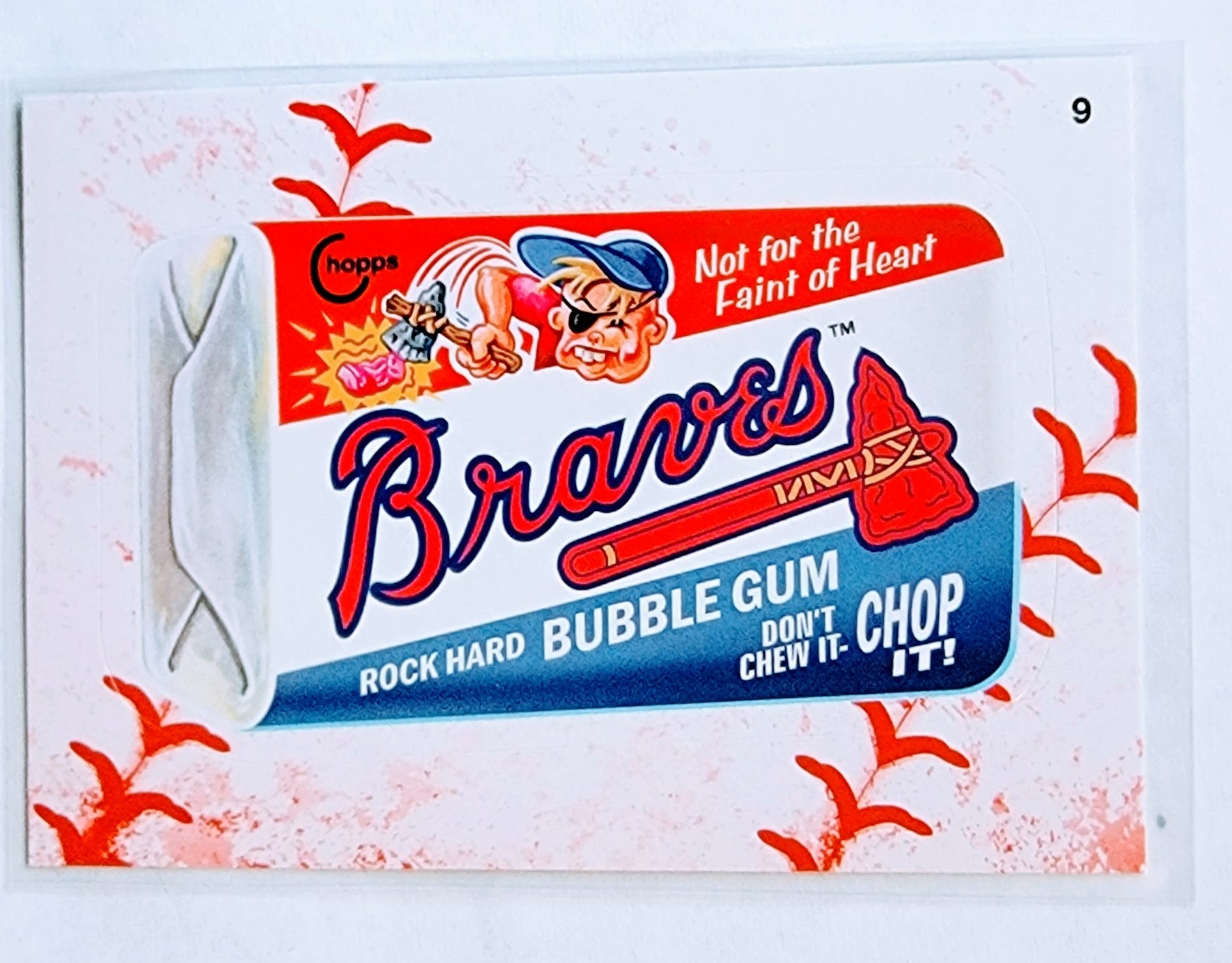 2016 Topps MLB Baseball Wacky Packages Braves Rock Hard Bubble Gum Lace Parallel Sticker Trading Card MCSC1 simple Xclusive Collectibles