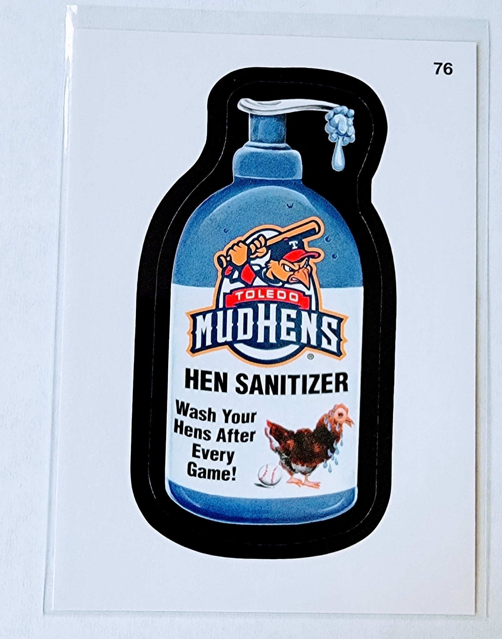 2016 Topps MLB Baseball Wacky Packages Toledo Mudhens Hen Sanitizer Sticker Trading Card MCSC1 simple Xclusive Collectibles