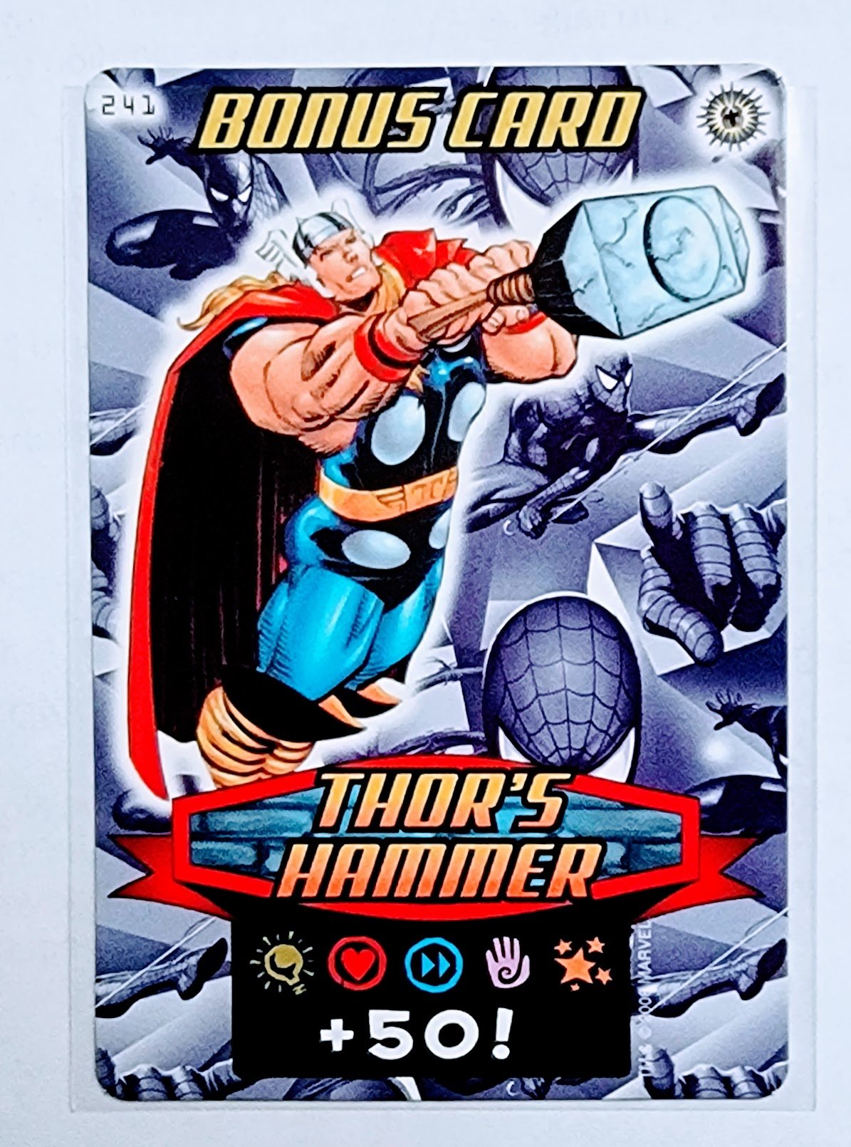 2008 Spiderman Heroes and Villains Thor's Hammer #241 Marvel Booster Trading Card UPTI simple Xclusive Collectibles   