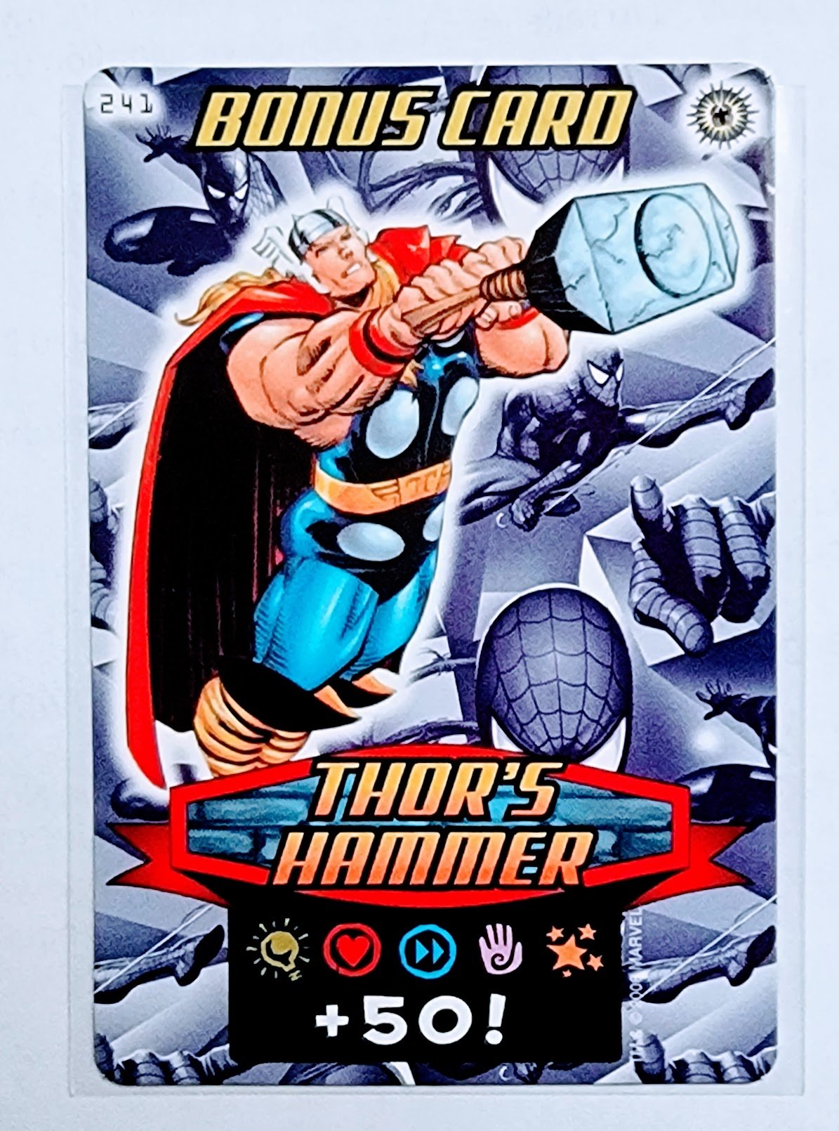 2008 Spiderman Heroes and Villains Thor's Hammer #241 Marvel Booster Trading Card UPTI simple Xclusive Collectibles