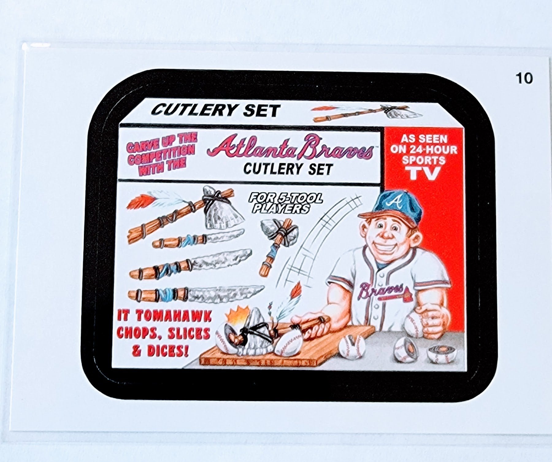 2016 Topps MLB Baseball Wacky Packages Atlanta Braves Cutlery Set Sticker Trading Card MCSC1 simple Xclusive Collectibles