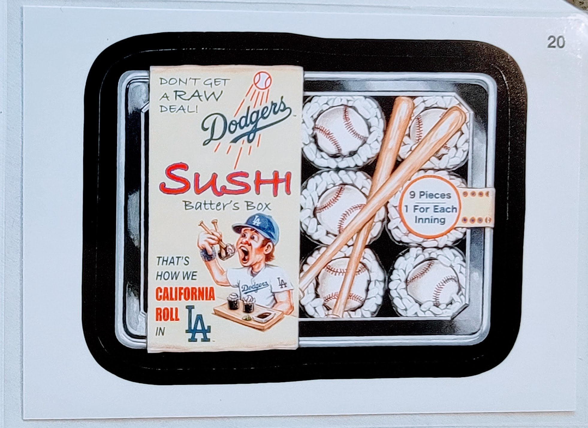 2016 Topps MLB Baseball Wacky Packages Dodgers Sushi Batter's Box Sticker Trading Card MCSC1 simple Xclusive Collectibles