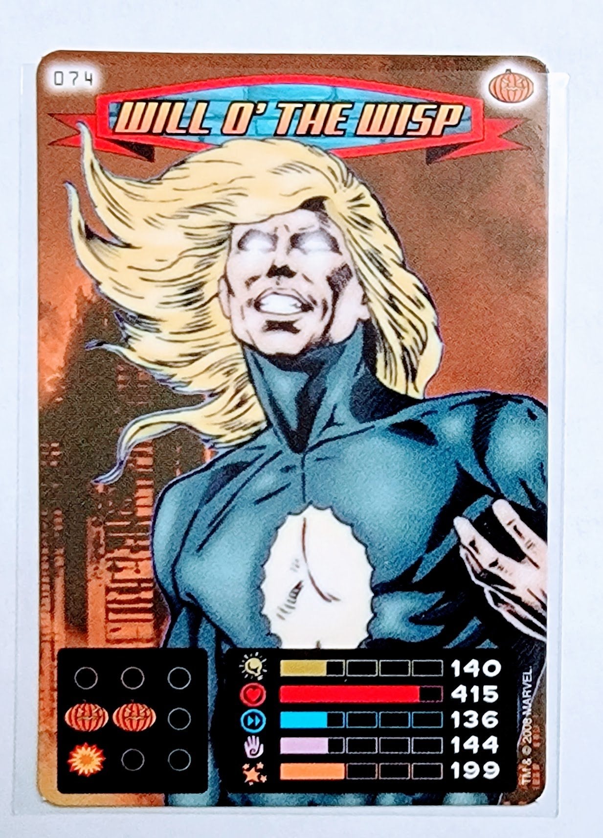2008 Spiderman Heroes and Villains Will O' the Wisp #74 Marvel Booster Trading Card UPTI simple Xclusive Collectibles