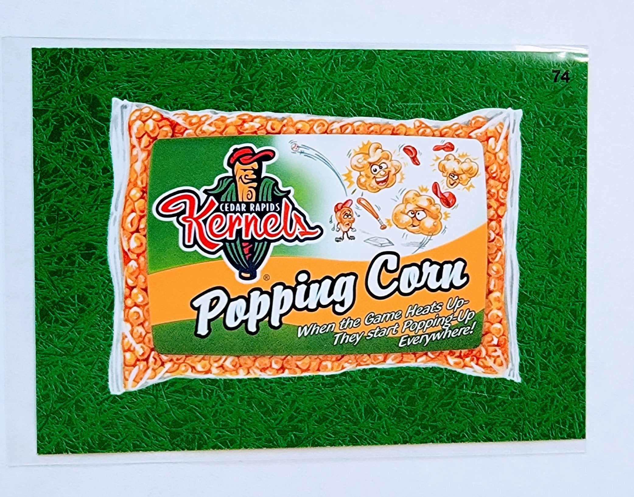 2016 Topps MLB Baseball Wacky Packages Cedar Rapids Kernals Popping Corn Green Grass Parallel Sticker Trading Card MCSC1 simple Xclusive Collectibles
