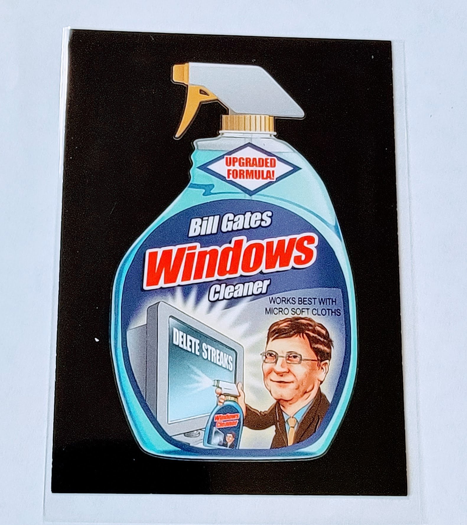 2017 Wacky Packages 50th Anniversary Bill Gates Window Cleaner Sticker Trading Card MCSC1 simple Xclusive Collectibles