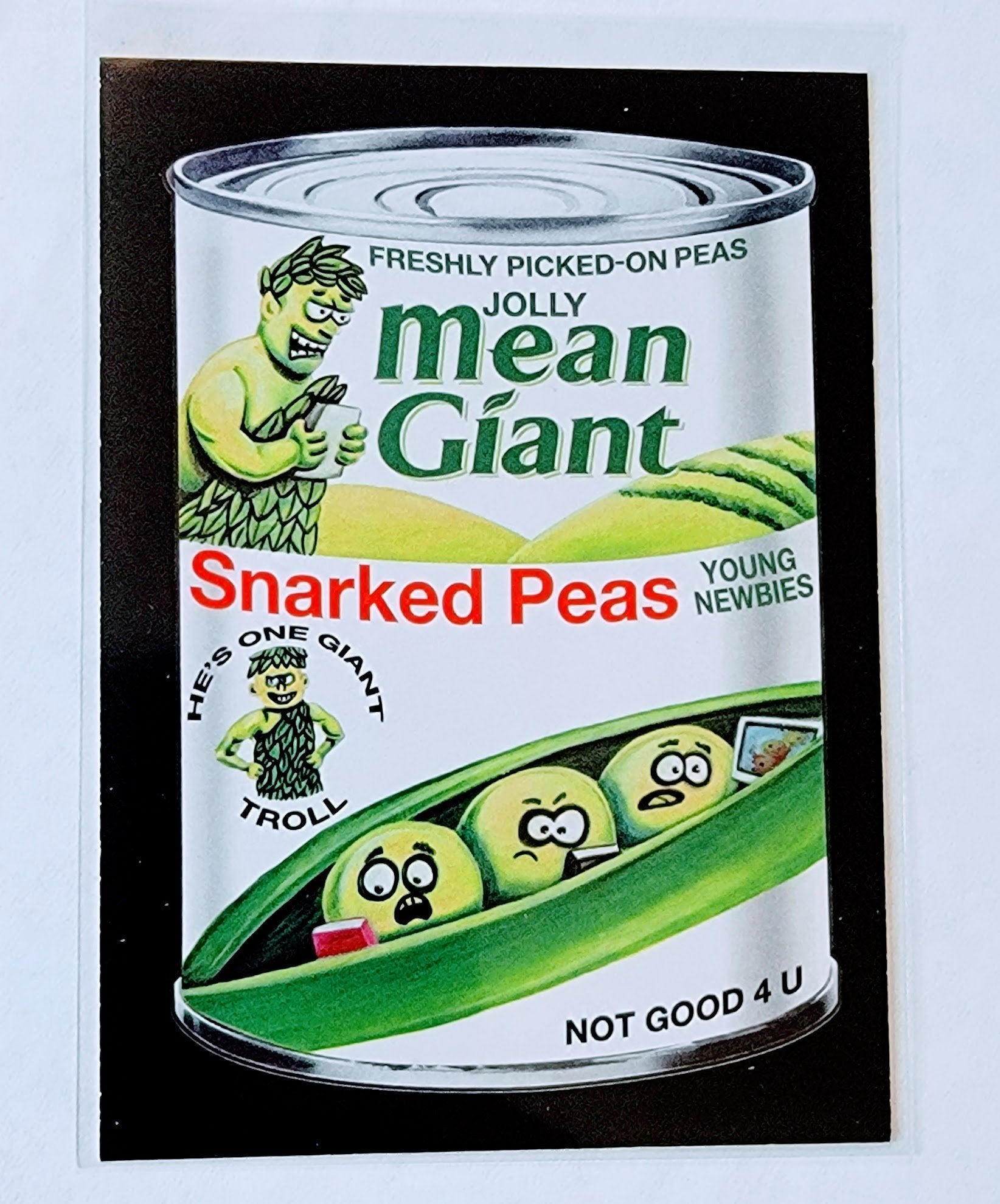 2017 Wacky Packages 50th Anniversary Jolly Mean Giant Snarked Peas Sticker Trading Card MCSC1 simple Xclusive Collectibles