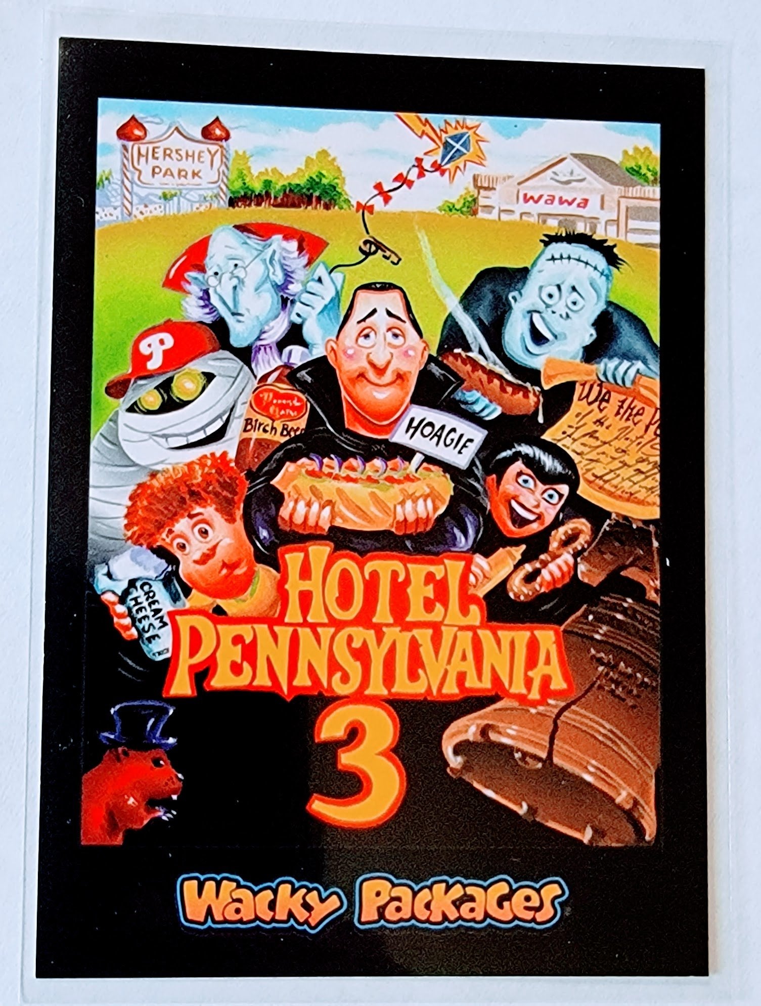 2017 Wacky Packages 50th Anniversary Hotel Pennsylvania 3 Sticker Trading Card MCSC1 simple Xclusive Collectibles