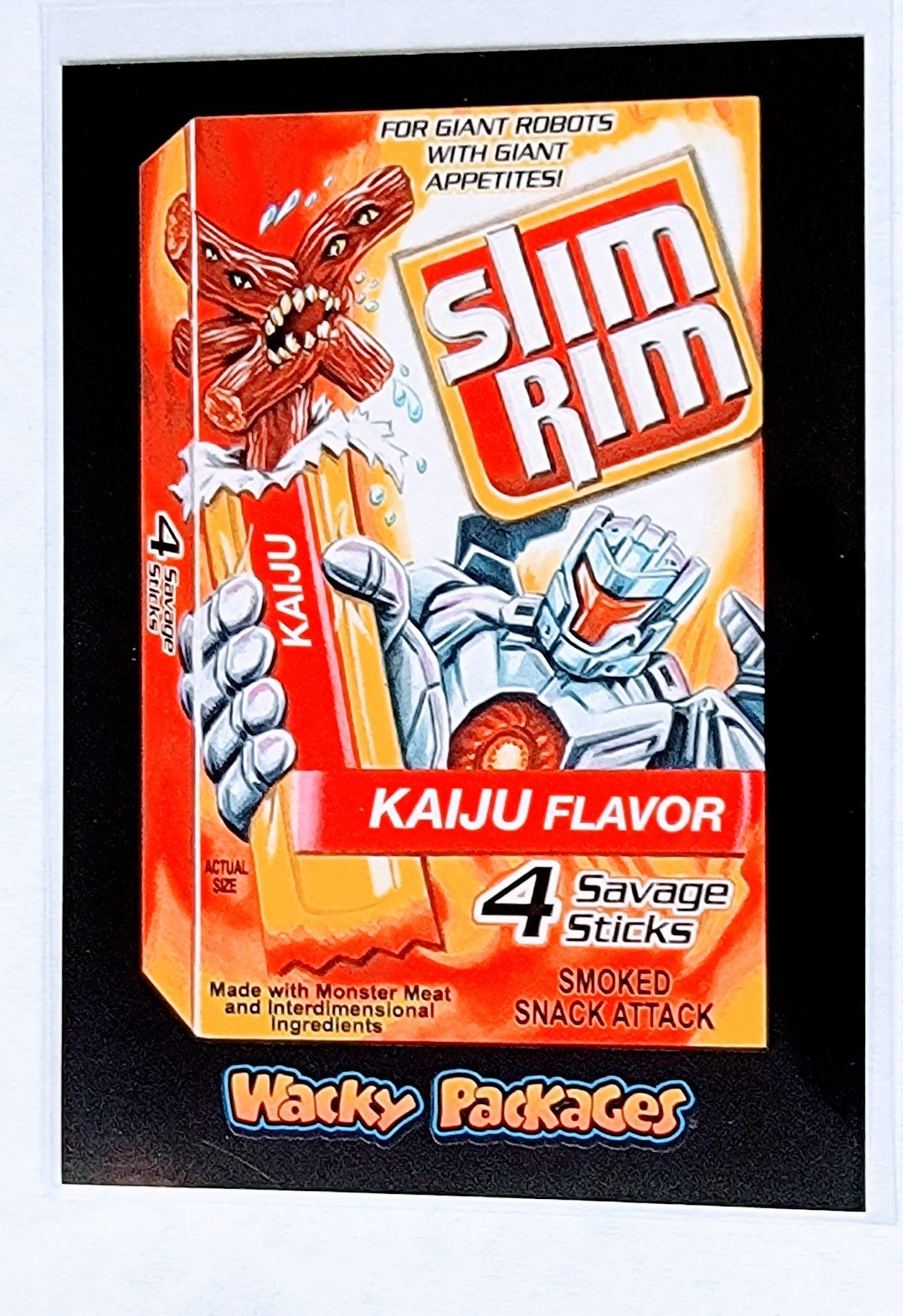 2017 Wacky Packages 50th Anniversary Slim Rim Kaiju Flavor Sticker Trading Card MCSC1 simple Xclusive Collectibles