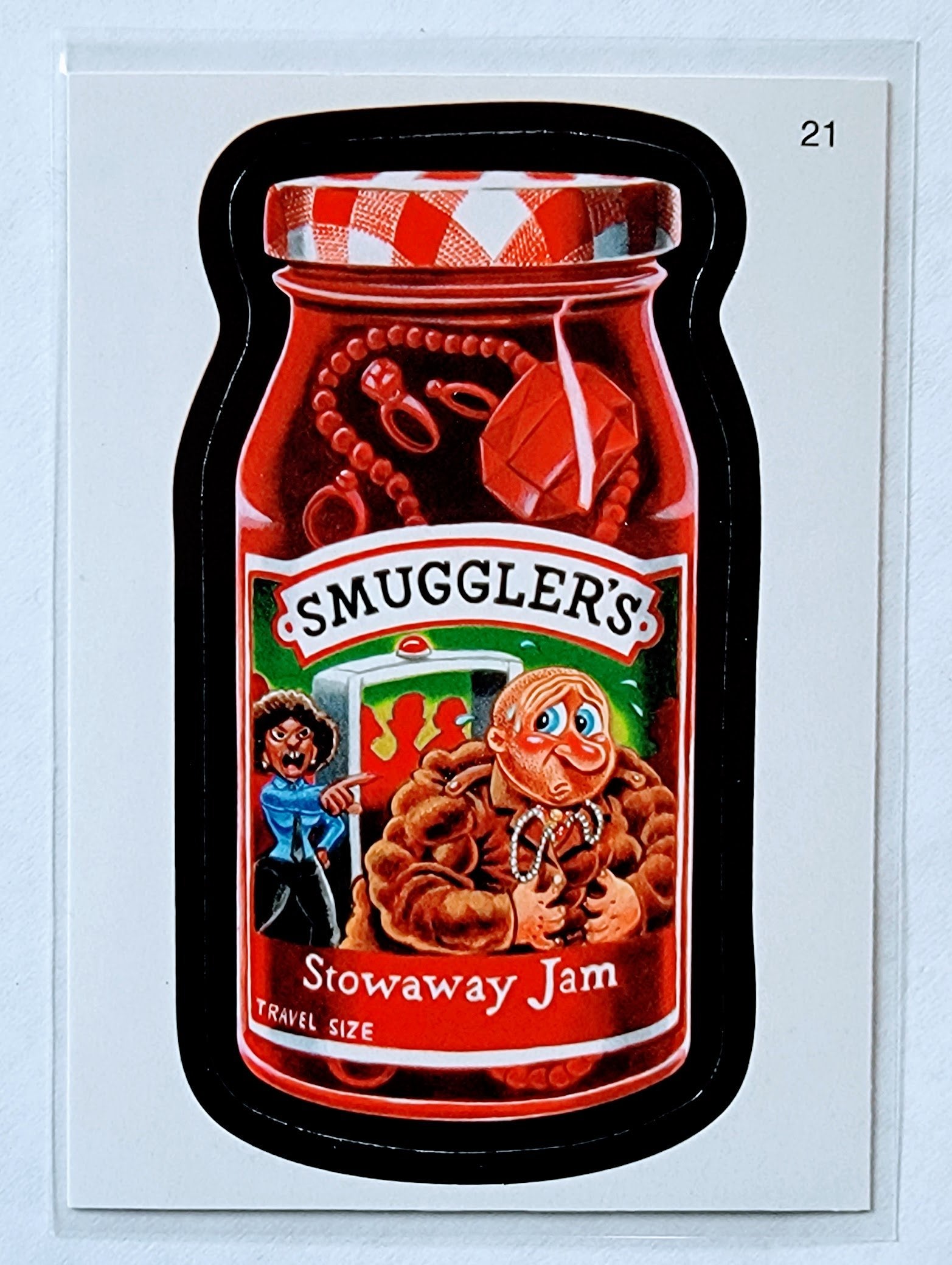 2017 Wacky Packages 50th Anniversary Smugglers Stowaway Jam Sticker Trading Card MCSC1 simple Xclusive Collectibles