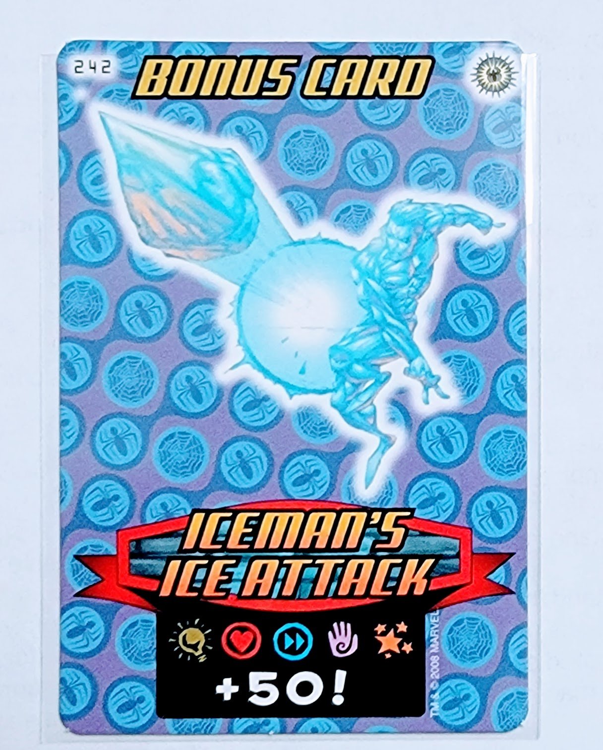 2008 Spiderman Heroes and Villains Iceman's Ice Attack Bonus Card #242 Marvel Booster Trading Card UPTI simple Xclusive Collectibles