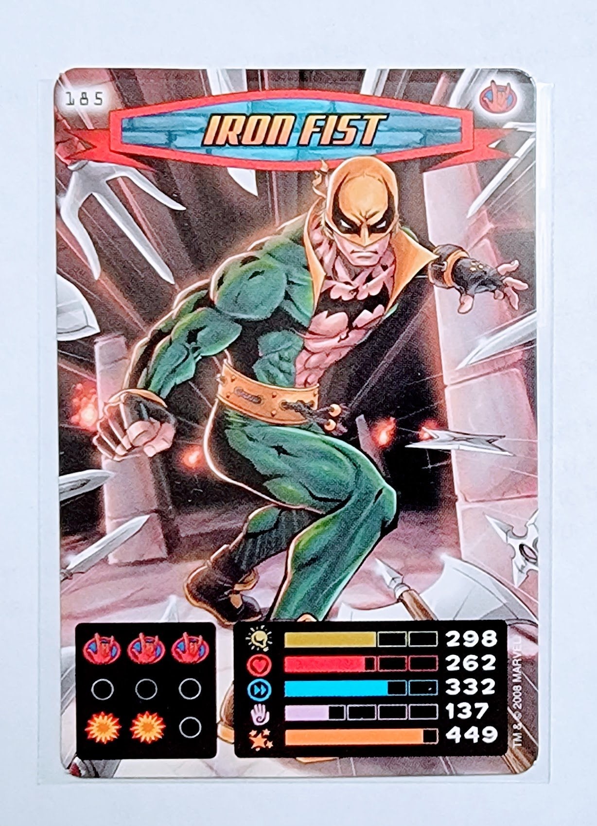 2008 Spiderman Heroes and Villains Iron Fist #185 Marvel Booster Trading Card UPTI simple Xclusive Collectibles