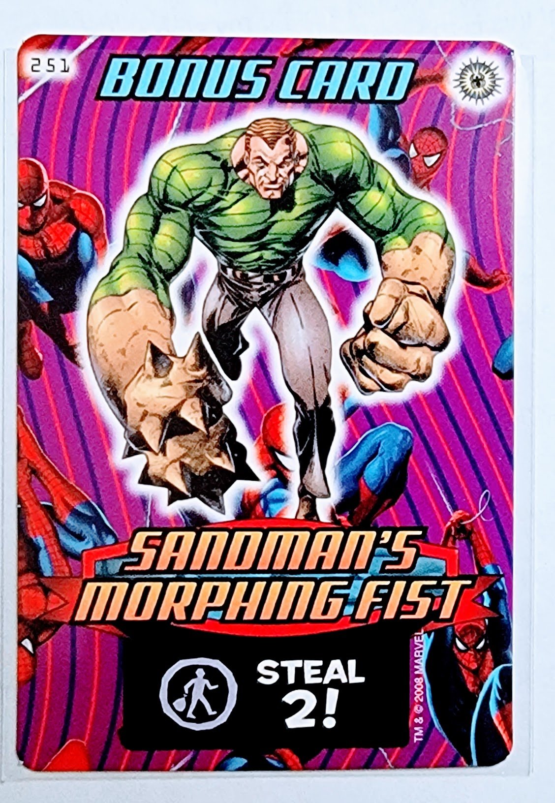 2008 Spiderman Heroes and Villains Sandman's Morphing Fist Bonus Card #251 Marvel Booster Trading Card UPTI simple Xclusive Collectibles