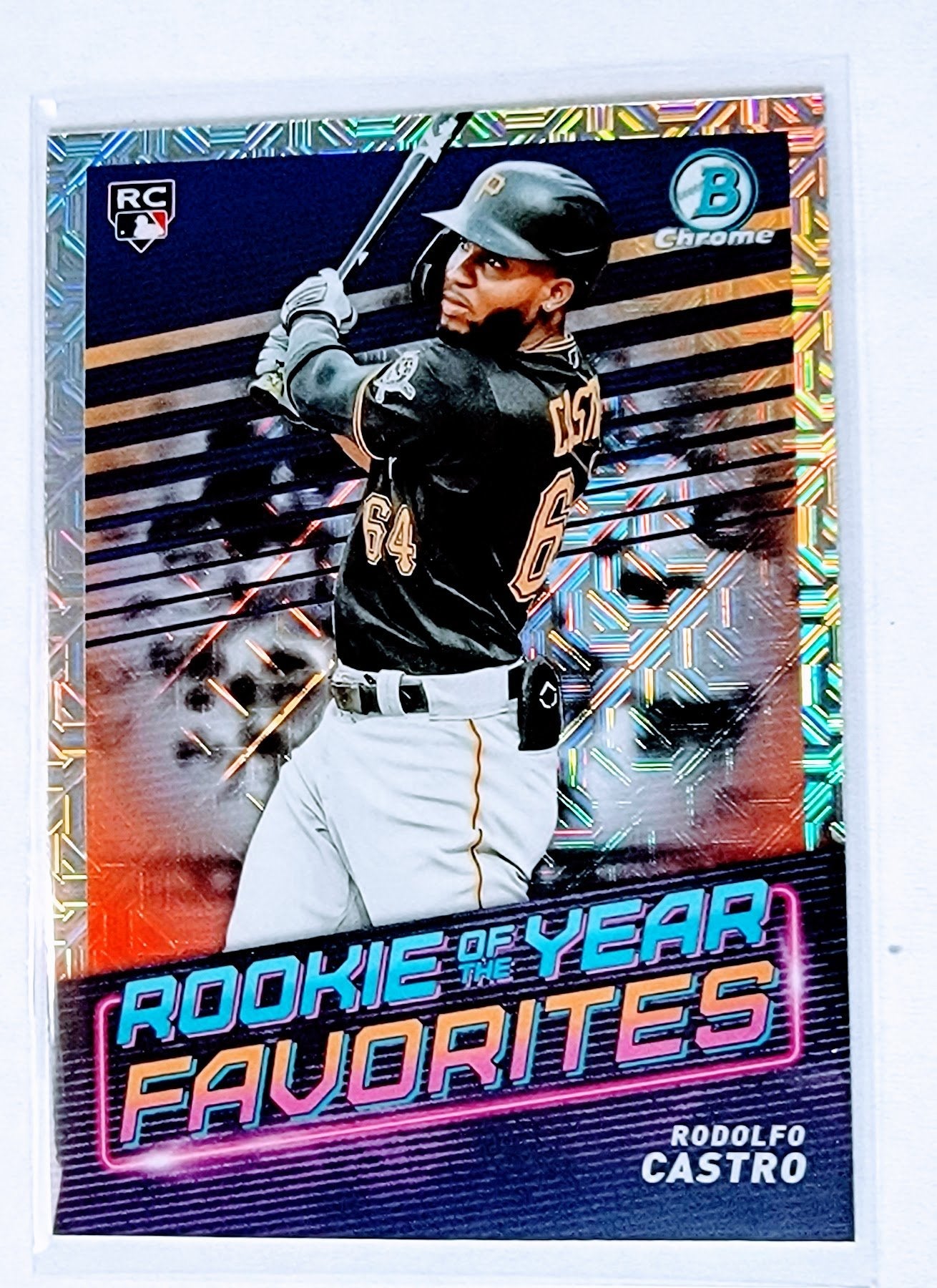 2022 Bowman Chrome Rodolfo Castro Rookie of the Year Favorites Mojo Rookie Refractor Baseball Trading Card SMCB1 simple Xclusive Collectibles