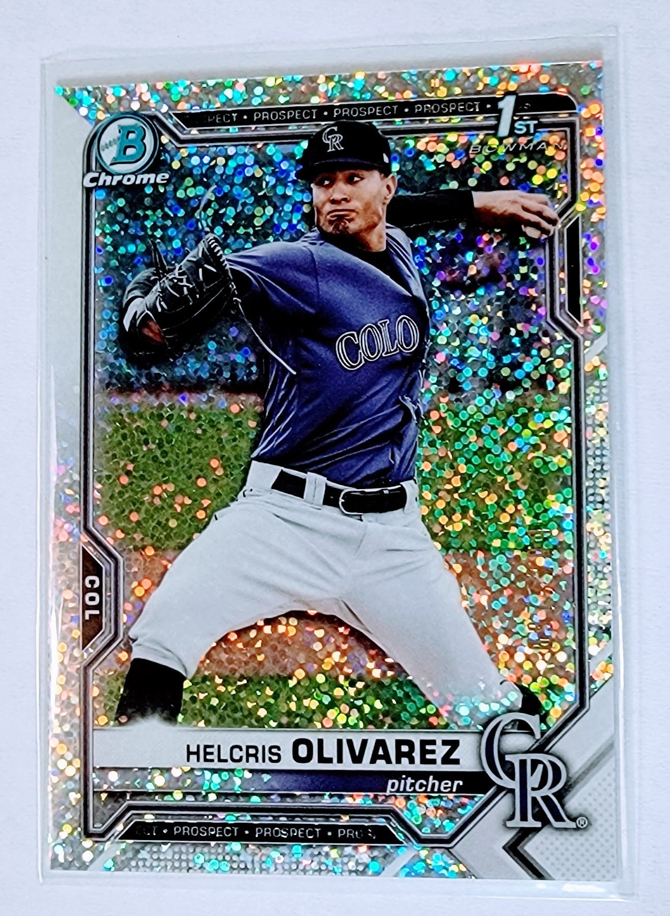2022 Bowman Chrome Helcris Olivarez Prospect Speckle Refractor Baseball Trading Card SMCB1 simple Xclusive Collectibles