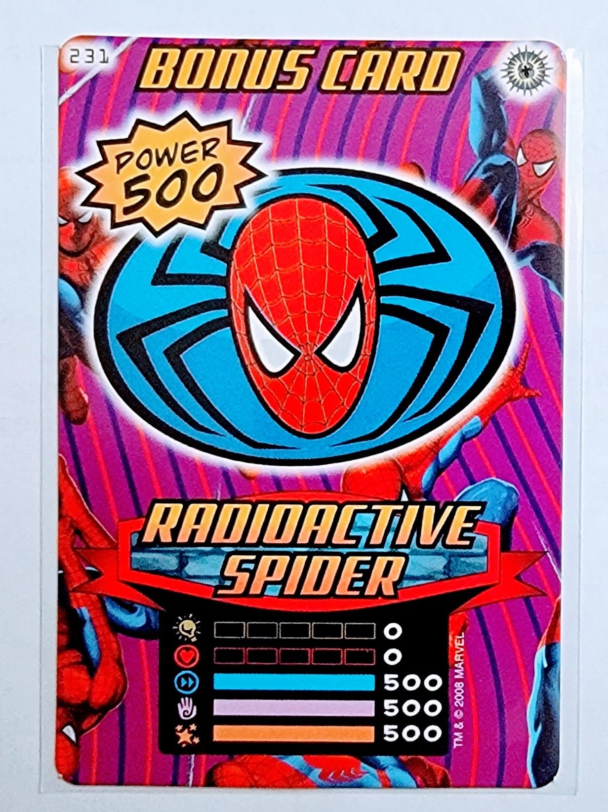 2008 Spiderman Heroes and Villians Radioactive Spider Spiderman Bonus Card #231 Marvel Booster Trading Card UPTI simple Xclusive Collectibles