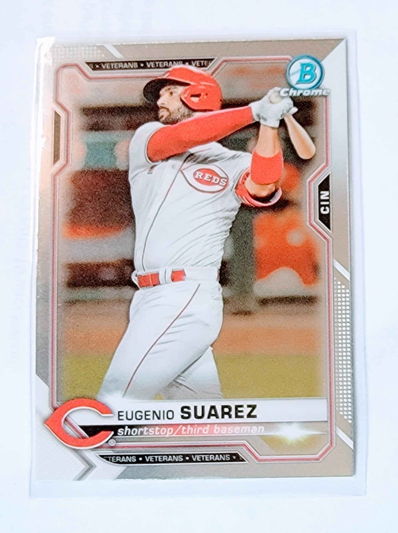 2021 Bowman Chrome Eugenio Suarez Veterans Baseball Trading Card SMCB1 simple Xclusive Collectibles