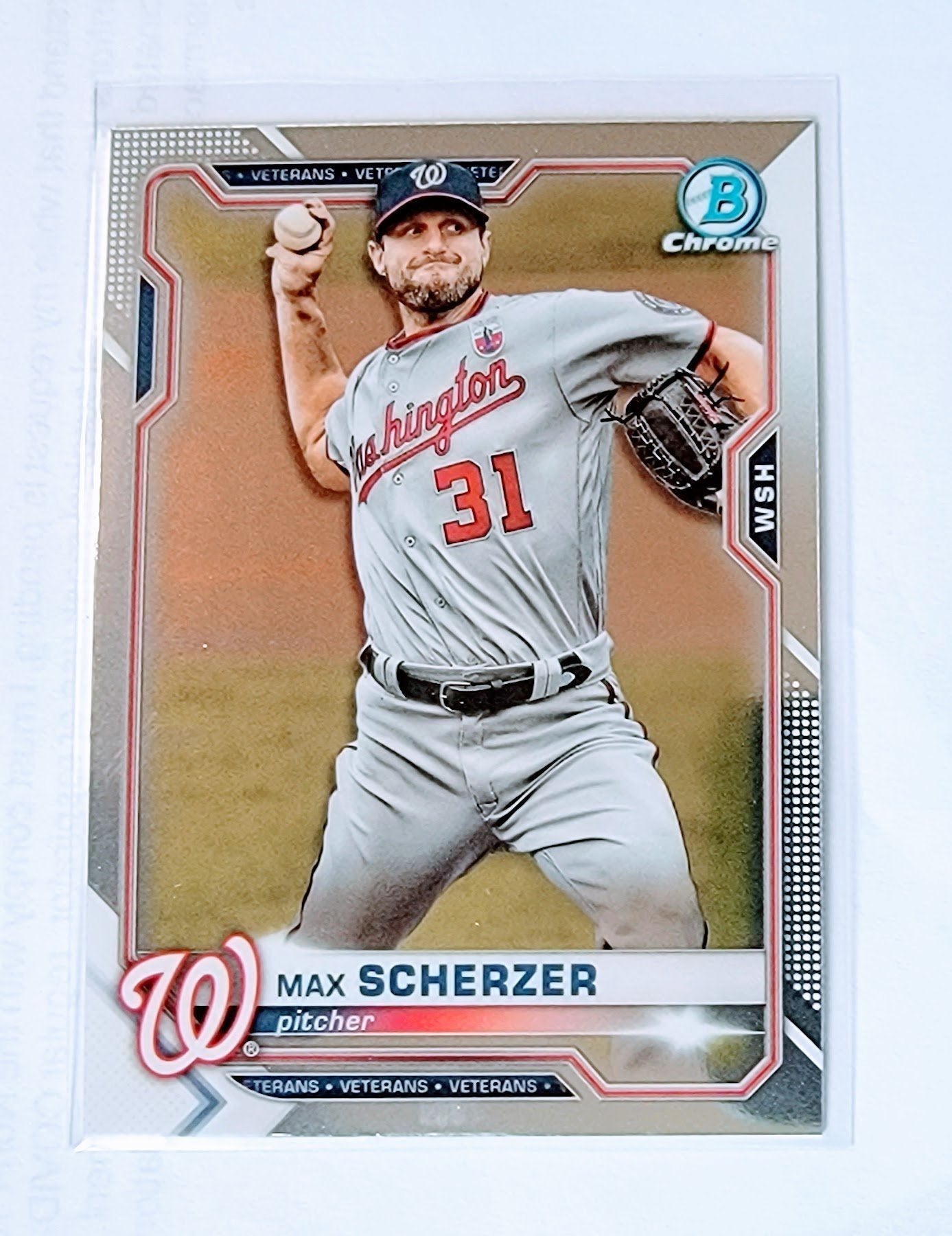 2021 Bowman Chrome Max Scherzer Veterans Baseball Trading Card SMCB1 simple Xclusive Collectibles