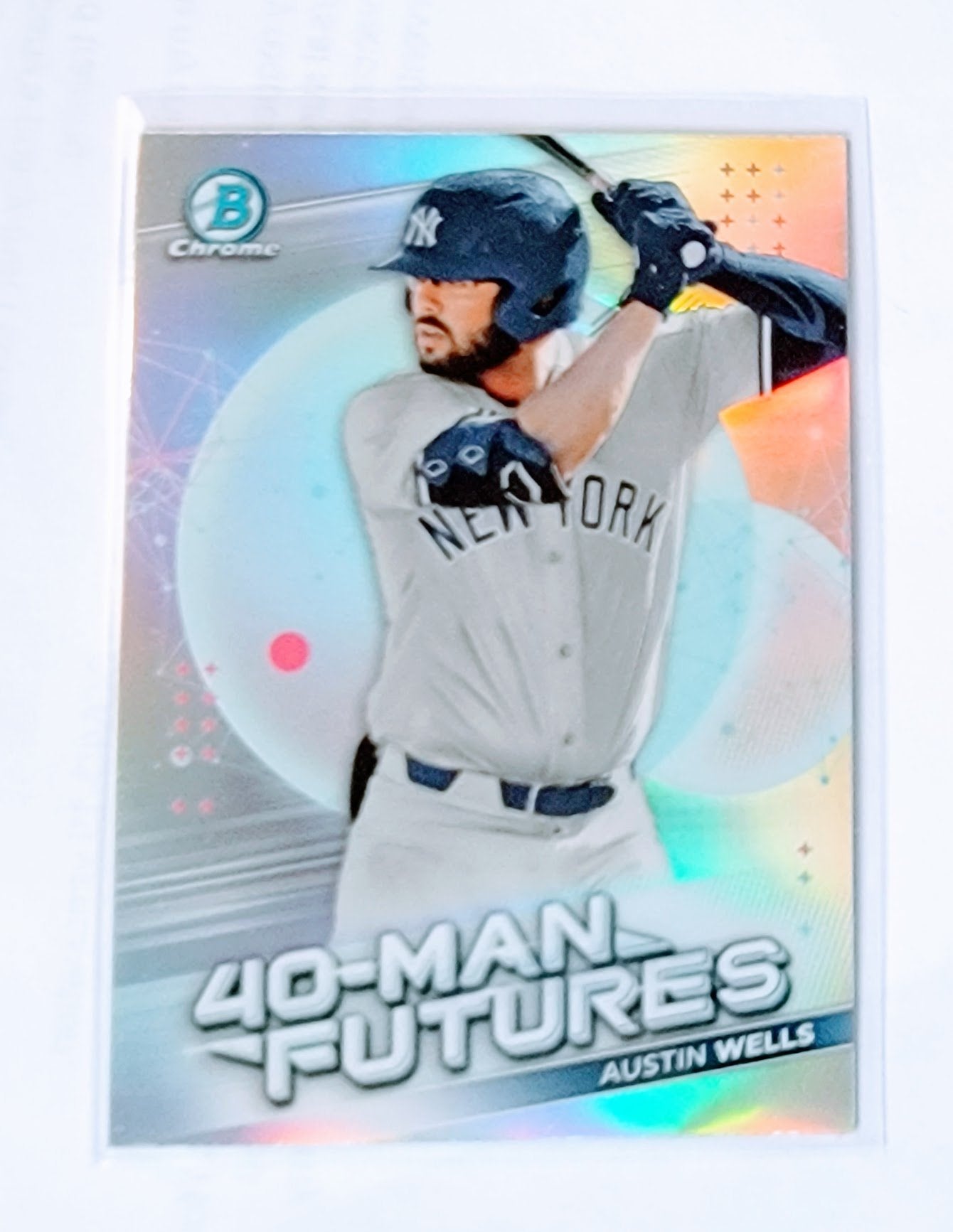 2021 Bowman Chrome Austin Wells 40 Man Futures Refractor Baseball Trading Card SMCB1 simple Xclusive Collectibles