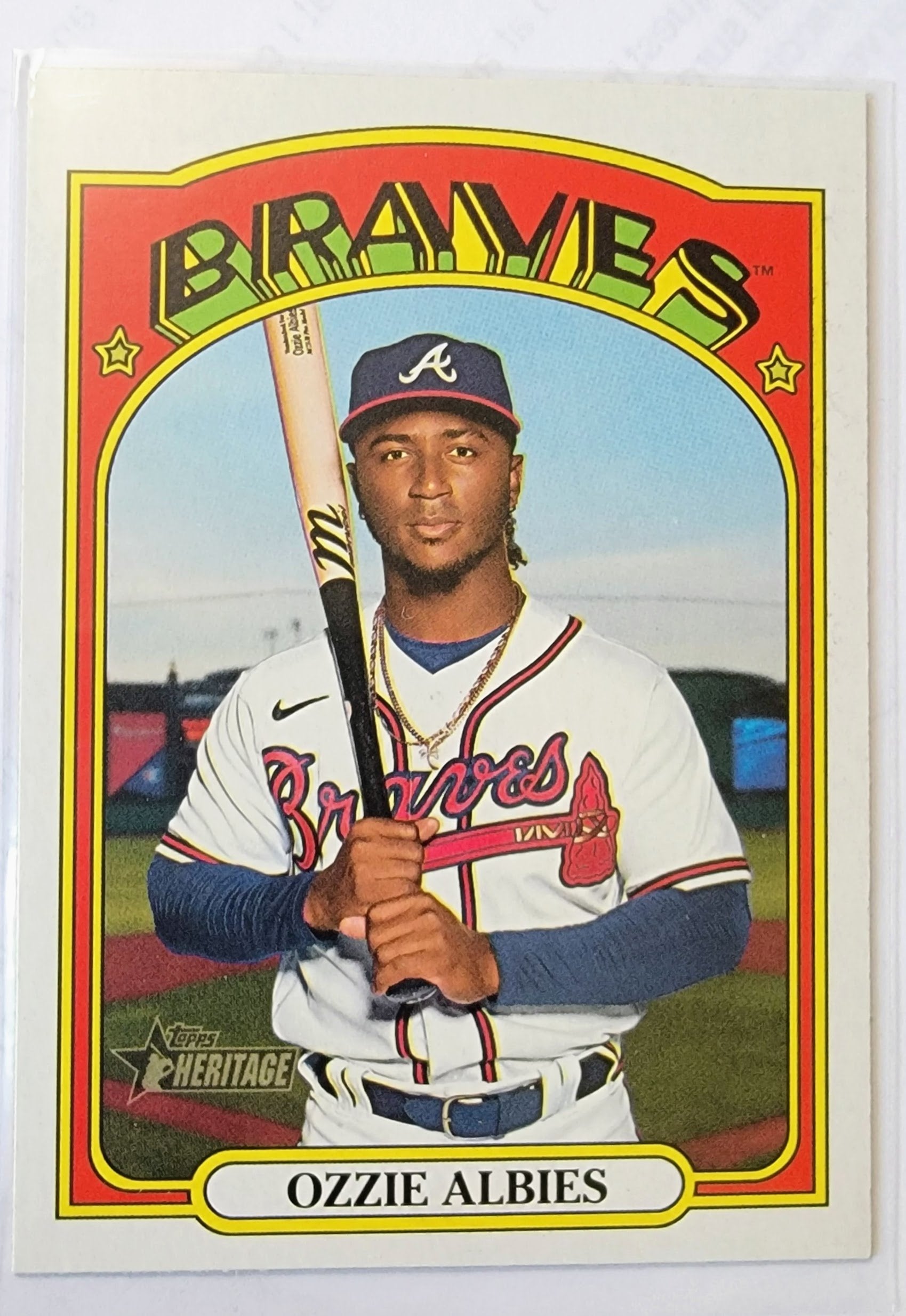 2021 Topps Heritage Ozzie Albies Baseball Trading Card MCSC1 simple Xclusive Collectibles