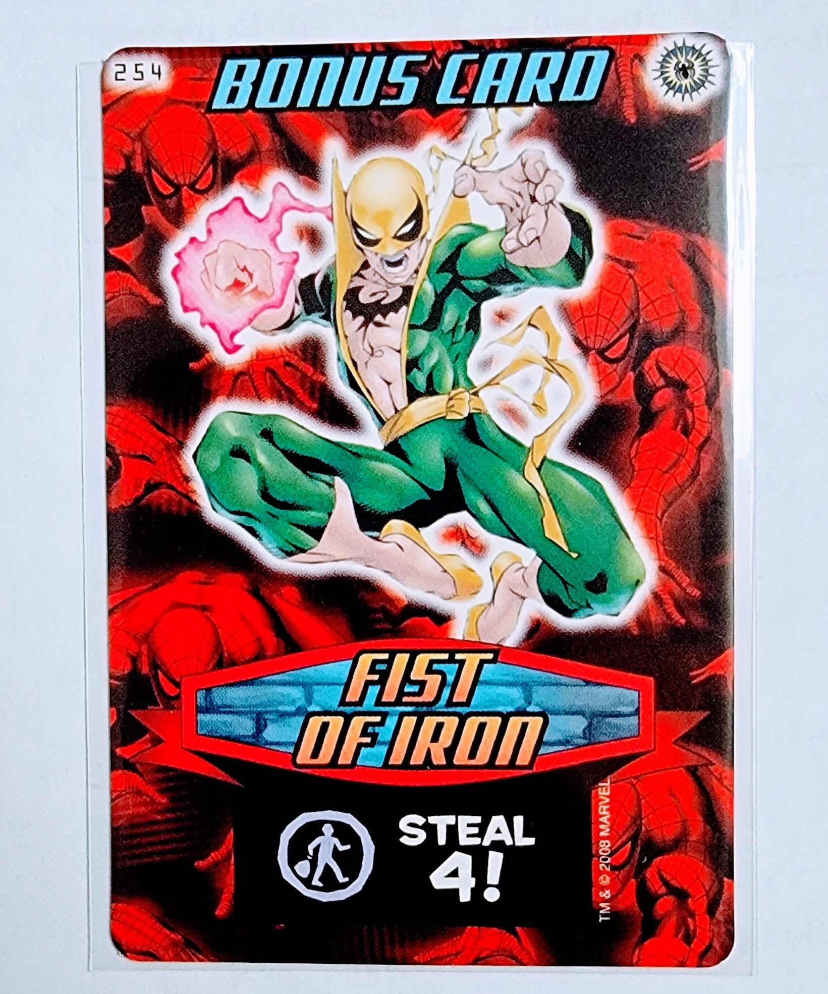 2008 Spiderman Heroes and Villians Fist of Iron Bonus Card #254 Marvel Booster Trading Card UPTI simple Xclusive Collectibles