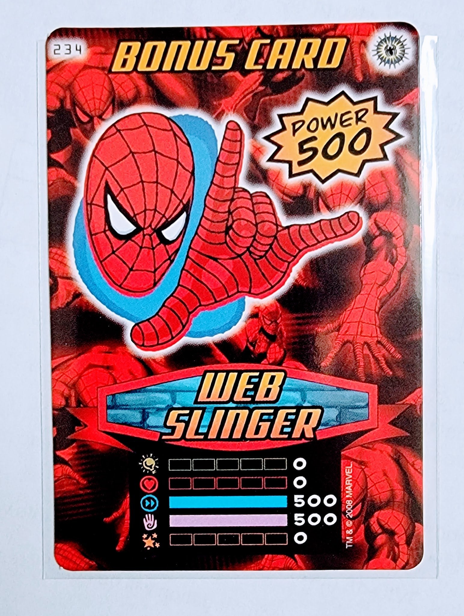 2008 Spiderman Heroes and Villains Spiderman Web Slinger Bonus Card #234 Marvel Booster Trading Card UPTI simple Xclusive Collectibles