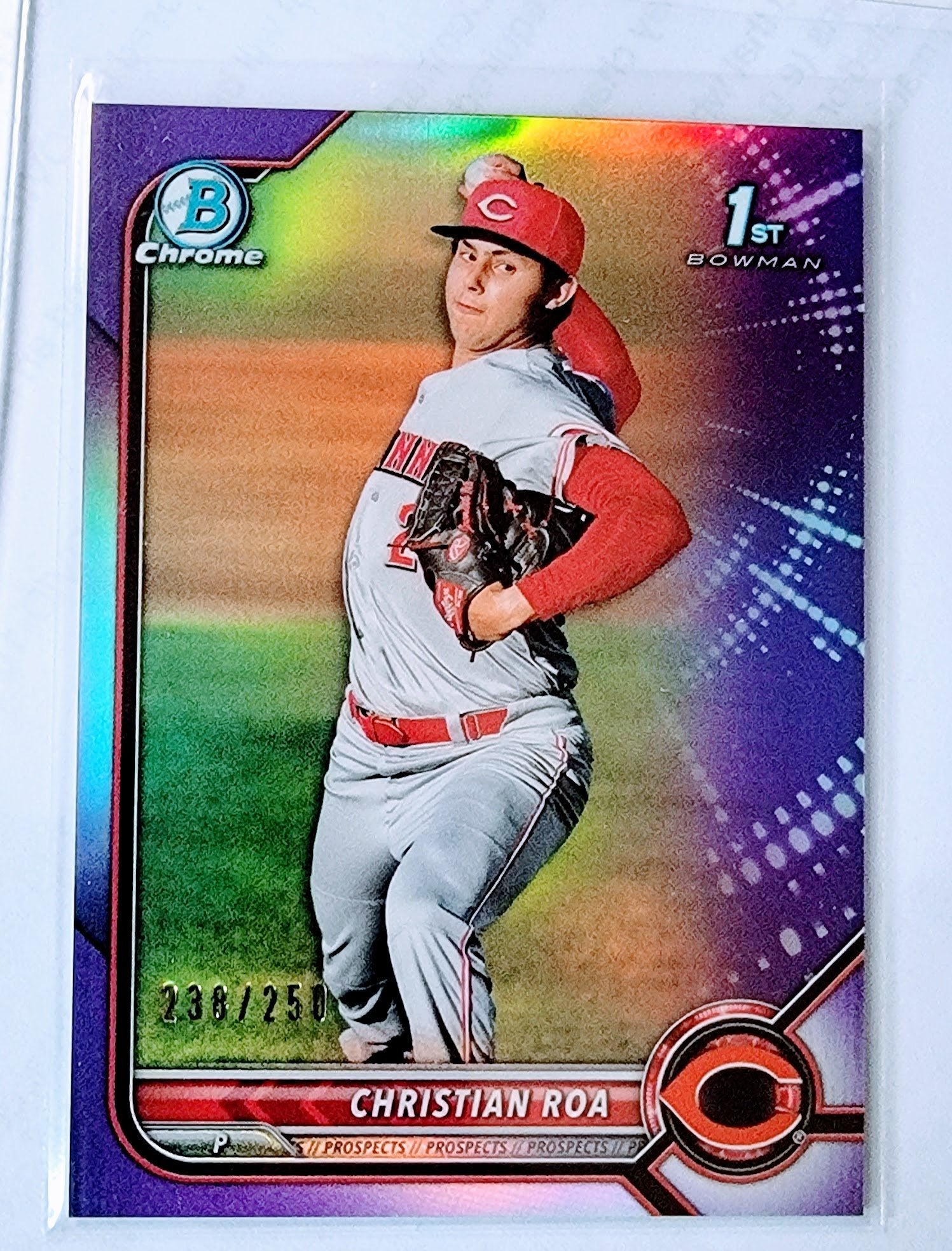 2022 Bowman Chrome Christian Roa 1st on Bowman Prospect #'d/250 Purple Refractor Baseball Trading Card GRB1 simple Xclusive Collectibles